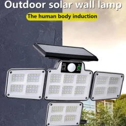 Solar Flood Lights Security LED Outdoor Lights 120/168/228 LED Bead Outdoor Solar Remote Control Wall Lamp LED Body Sensing Garden Lamp Home Garage Lamp Road Lighting Solar Lamp
