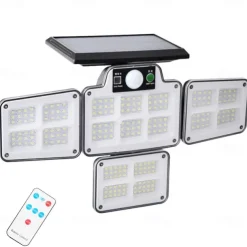 Solar Flood Lights Security LED Outdoor Lights 120/168/228 LED Bead Outdoor Solar Remote Control Wall Lamp LED Body Sensing Garden Lamp Home Garage Lamp Road Lighting Solar Lamp