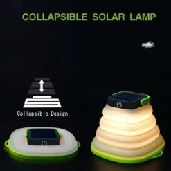 Solar Folding LED Light Portable Camping Light Soft Rubber Telescopic Lamp 3 Modes Waterproof Rechargeable Camping Tent Lantern