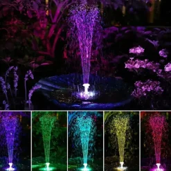 Solar Fountain Lights Water Pump Pool Pond Light Remote Control Garden Decoration Bird Bath Solar Powered Fountain Floating Water