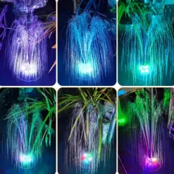 Solar Fountain Lights Water Pump Pool Pond Light Remote Control Garden Decoration Bird Bath Solar Powered Fountain Floating Water