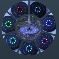 Solar Fountain Lights Water Pump Pool Pond Light Remote Control Garden Decoration Bird Bath Solar Powered Fountain Floating Water