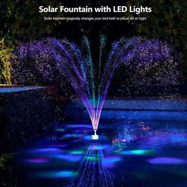 Solar Fountain Upgraded Innovative Solar Powered Fountain Pump Colorful 160mah Battery Solar Water Fountain Pump 3W 5V LED Lights Floating Garden Fountain Pump Swimming Pools Pond Lawn Decor