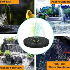 Solar Fountain Upgraded Innovative Solar Powered Fountain Pump Colorful 160mah Battery Solar Water Fountain Pump 3W 5V LED Lights Floating Garden Fountain Pump Swimming Pools Pond Lawn Decor