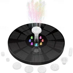 Solar Fountain Upgraded Innovative Solar Powered Fountain Pump Colorful 160mah Battery Solar Water Fountain Pump 3W 5V LED Lights Floating Garden Fountain Pump Swimming Pools Pond Lawn Decor
