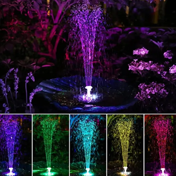 Solar Fountain Upgraded Innovative Solar Powered Fountain Pump Colorful 160mah Battery Solar Water Fountain Pump 3W 5V LED Lights Floating Garden Fountain Pump Swimming Pools Pond Lawn Decor