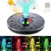 Solar Fountain Water Pump with color LED Lights for Bird Bath Floating Garden Pond Tank Solar Pump for Halloween