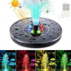Solar Fountain Water Pump with color LED Lights for Bird Bath Floating Garden Pond Tank Solar Pump for Halloween
