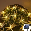 Solar Garden Decoration Fairy String Lights - 5M 20LEDs Dragonfly & Butterfly, Waterproof Wreath Lights for Pahway Lawn, Wedding & Party Holiday Decoration