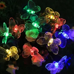 Solar Garden Decoration Fairy String Lights - 5M 20LEDs Dragonfly & Butterfly, Waterproof Wreath Lights for Pahway Lawn, Wedding & Party Holiday Decoration