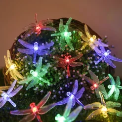 Solar Garden Decoration Fairy String Lights - 5M 20LEDs Dragonfly & Butterfly, Waterproof Wreath Lights for Pahway Lawn, Wedding & Party Holiday Decoration