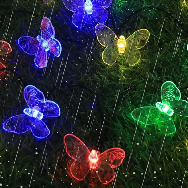 Solar Garden Decoration Fairy String Lights - 5M 20LEDs Dragonfly & Butterfly, Waterproof Wreath Lights for Pahway Lawn, Wedding & Party Holiday Decoration