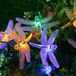 Solar Garden Decoration Fairy String Lights - 5M 20LEDs Dragonfly & Butterfly, Waterproof Wreath Lights for Pahway Lawn, Wedding & Party Holiday Decoration