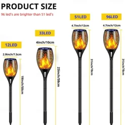 Solar Garden Flame Light - 96 LED Outdoor Pathway Flickering Torch, Waterproof Landscape Lawn Lamp for Path Lighting & Decor for Halloween