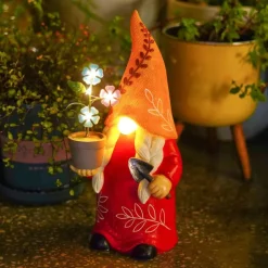Solar Garden Light Gnomes Statue Resin Courtyard Light Outdoor Waterproof Decor Walkway Yard Resin Crafts Patio Balcony Decoration