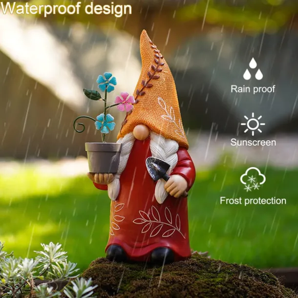 Solar Garden Light Gnomes Statue Resin Courtyard Light Outdoor Waterproof Decor Walkway Yard Resin Crafts Patio Balcony Decoration