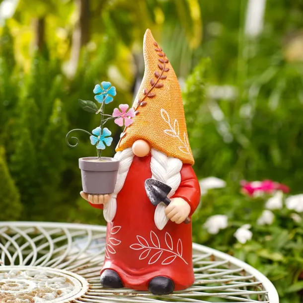 Solar Garden Light Gnomes Statue Resin Courtyard Light Outdoor Waterproof Decor Walkway Yard Resin Crafts Patio Balcony Decoration