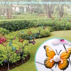 Solar Garden Lights Butterfly Garden Decor Landscape Solar Butterflies Swaying Lights Dance in Wind Stakes Yard Patio Lawn