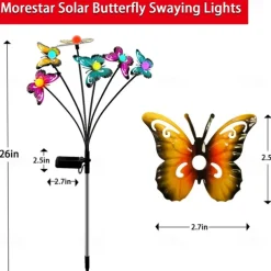 Solar Garden Lights Butterfly Garden Decor Landscape Solar Butterflies Swaying Lights Dance in Wind Stakes Yard Patio Lawn