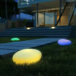 Solar Garden Lights Outdoor Glow Cobblestone Shape Lamp Garden Decor Light RGB Waterproof Landscape Night Lights for Lawn Patio Path Wedding