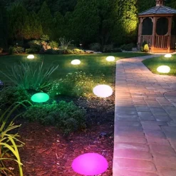 Solar Garden Lights Outdoor Glow Cobblestone Shape Lamp Garden Decor Light RGB Waterproof Landscape Night Lights for Lawn Patio Path Wedding