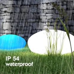 Solar Garden Lights Outdoor Glow Cobblestone Shape Lamp Garden Decor Light RGB Waterproof Landscape Night Lights for Lawn Patio Path Wedding