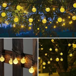 Solar Globe String Lights Outdoor 6M 30 LED Color Changing Solar String Lights with Remote Waterproof Crystal Ball Christmas Solar Patio Lights for Garden Gazebo Porch Yard Bistro