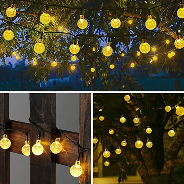 Solar Globe String Lights Outdoor 6M 30 LED Color Changing Solar String Lights with Remote Waterproof Crystal Ball Christmas Solar Patio Lights for Garden Gazebo Porch Yard Bistro