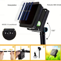 Solar Globe String Lights Outdoor 10M 50LEDs Crystal Ball Wedding Patio Lights, 8 Modes Waterproof for Garden, Lawn, Party, Wedding and Courtyard Decorations