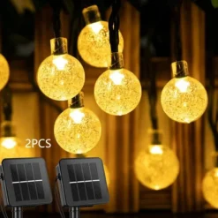 Solar Globe String Lights Outdoor 10M 50LEDs Crystal Ball Wedding Patio Lights, 8 Modes Waterproof for Garden, Lawn, Party, Wedding and Courtyard Decorations