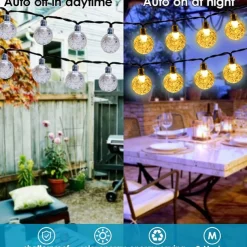 Solar Globe String Lights Outdoor 10M 50LEDs Crystal Ball Wedding Patio Lights, 8 Modes Waterproof for Garden, Lawn, Party, Wedding and Courtyard Decorations