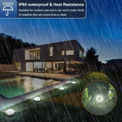 Solar Ground Lights 8LEDs Garden Lights Patio Disk Lights In-Ground Outdoor Landscape Lighting for Lawn Patio Pathway Yard Deck Walkway