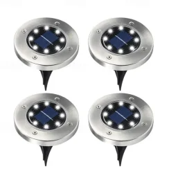 Solar Ground Lights 8LEDs Garden Lights Patio Disk Lights In-Ground Outdoor Landscape Lighting for Lawn Patio Pathway Yard Deck Walkway