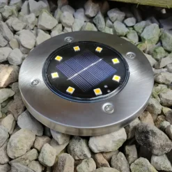 Solar Ground Lights 8LEDs Garden Lights Patio Disk Lights In-Ground Outdoor Landscape Lighting for Lawn Patio Pathway Yard Deck Walkway