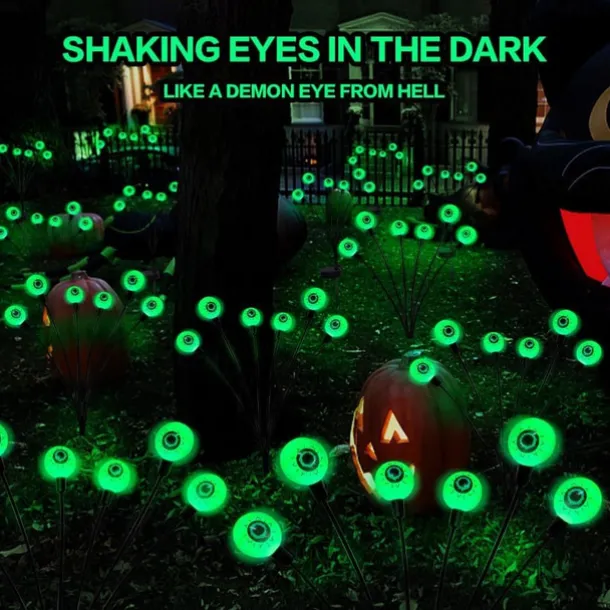 Solar Halloween Firefly Lights Eyeball Swing Lights Halloween Ghost Eyes Lawn Lamp Outdoor Patio Holiday Party Halloween Decoration 1pc