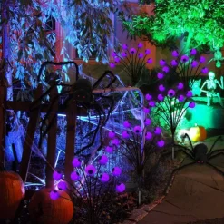 Solar Halloween Firefly Lights Eyeball Swing Lights Halloween Ghost Eyes Lawn Lamp Outdoor Patio Holiday Party Halloween Decoration 1pc