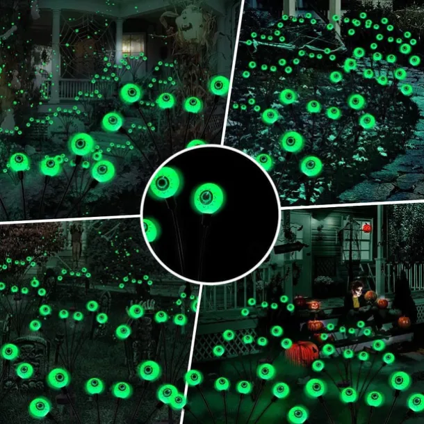Solar Halloween Firefly Lights Eyeball Swing Lights Halloween Ghost Eyes Lawn Lamp Outdoor Patio Holiday Party Halloween Decoration 1pc