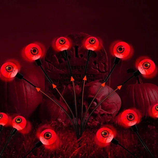 Solar Halloween Firefly Lights Eyeball Swing Lights Halloween Ghost Eyes Lawn Lamp Outdoor Patio Holiday Party Halloween Decoration 1pc