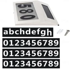 Solar House Number LED Address Sign Address Plaque Stainless Steel Door Number Light Outdoor Waterproof LED House Address Number Indicator Outdoor Garden Street Decoration Lighting Wall Light