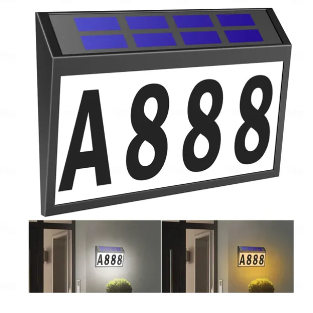 Solar House Numbers Light Lighted House Numbers Sign Plaque Address Numbers for Houses Waterproof LED Solar Powered Address Sign for Houses Mailbox Street Yard
