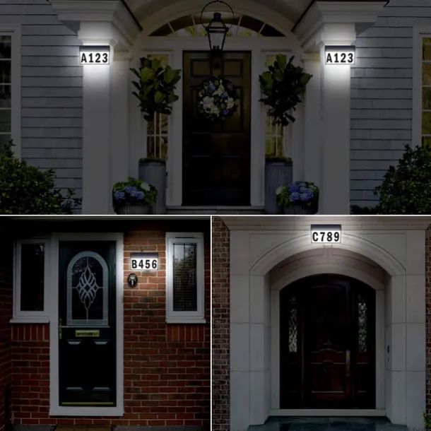 Solar House Numbers Light Lighted House Numbers Sign Plaque Address Numbers for Houses Waterproof LED Solar Powered Address Sign for Houses Mailbox Street Yard