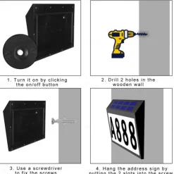 Solar House Numbers Light Lighted House Numbers Sign Plaque Address Numbers for Houses Waterproof LED Solar Powered Address Sign for Houses Mailbox Street Yard