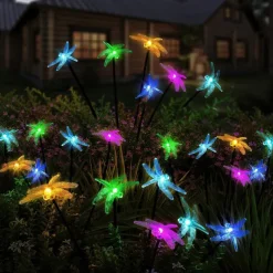 Solar Hummingbird Lawn Lights 6LED Swaying Firefly Lights Outdoor Waterproof Garden Lights Dragonfly Butterfly Yard light Christmas Wedding Holiday Party Park Patio Pathway Landscape Decoration 1/2PCS