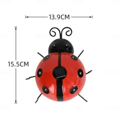 Solar Iron Ladybug Decorative Light, Creative Seven Star Design Outdoor Garden Simulation Animal Wall Hanging Courtyard Light for Patio Decorations 1pc