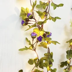 Solar Ivy Leaf Rose Leaf String Lights Outdoor LED Hanging Lights Artificial for Valentines Yard Fence Garden Wall Hanging Decoration Lighting Waterproof Light