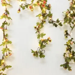 Solar Ivy Leaf Rose Leaf String Lights Outdoor LED Hanging Lights Artificial for Valentines Yard Fence Garden Wall Hanging Decoration Lighting Waterproof Light