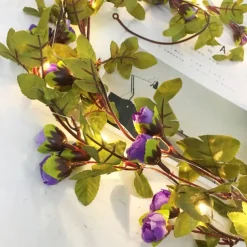 Solar Ivy Leaf Rose Leaf String Lights Outdoor LED Hanging Lights Artificial for Valentines Yard Fence Garden Wall Hanging Decoration Lighting Waterproof Light