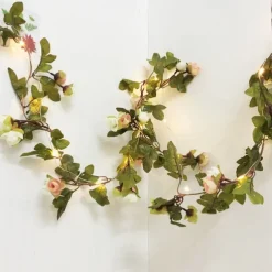 Solar Ivy Leaf Rose Leaf String Lights Outdoor LED Hanging Lights Artificial for Valentines Yard Fence Garden Wall Hanging Decoration Lighting Waterproof Light