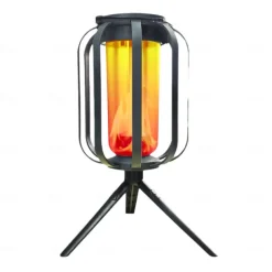 Solar Lanterns Camping Light with tripod Flickering Flame 4 Color Gradient USB Rechargeable Outdoor IPX4 Waterproof Desk Lamp for Camping Courtyard Landscape Festival Decorations 1PC