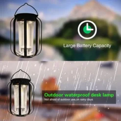 Solar Lanterns Camping Light with tripod Flickering Flame 4 Color Gradient USB Rechargeable Outdoor IPX4 Waterproof Desk Lamp for Camping Courtyard Landscape Festival Decorations 1PC
